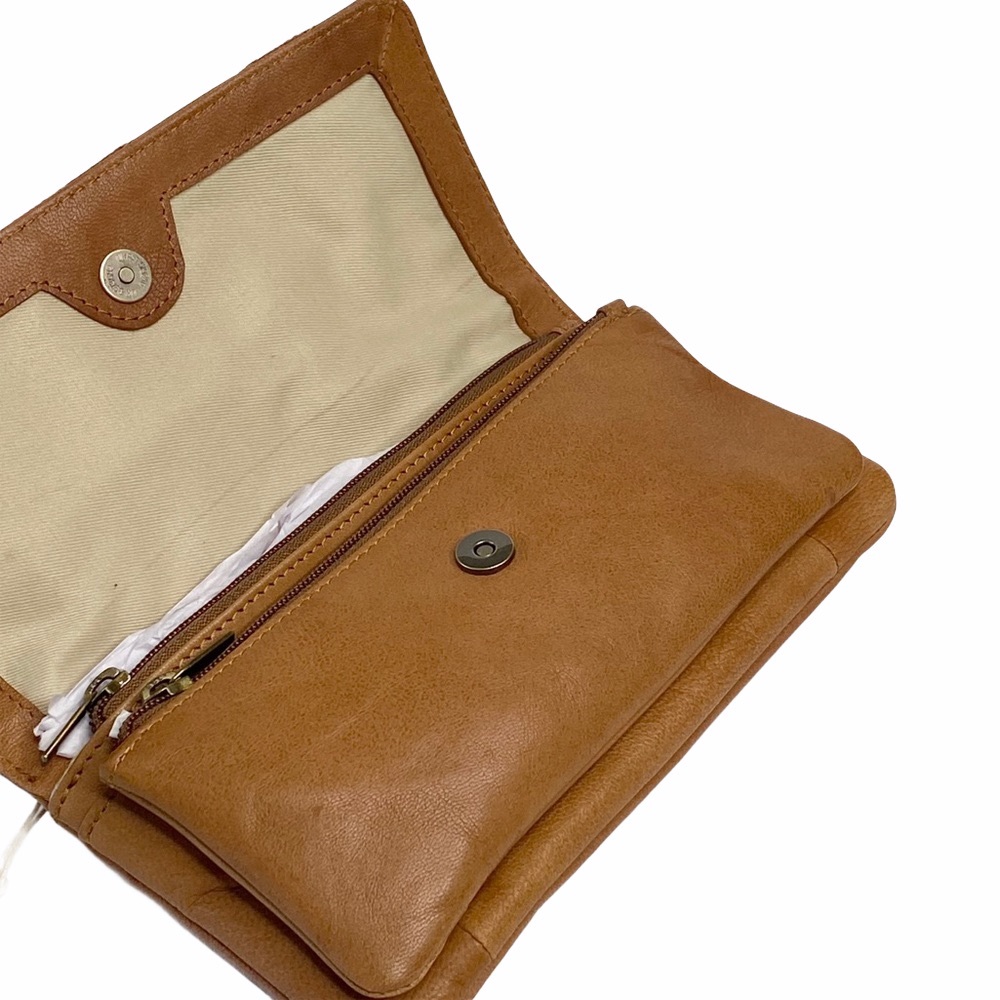 new Lucky Brand ☀︎ Axil Patchwork Leather Crossbody Clutch Handbag ☀︎︎ Cognac - Picture 13 of 17